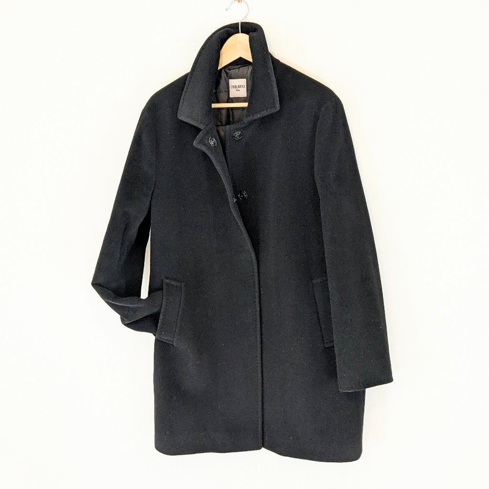 Cinzia Rocca due Black Wool Cashmere Lined Coat Jacket Women